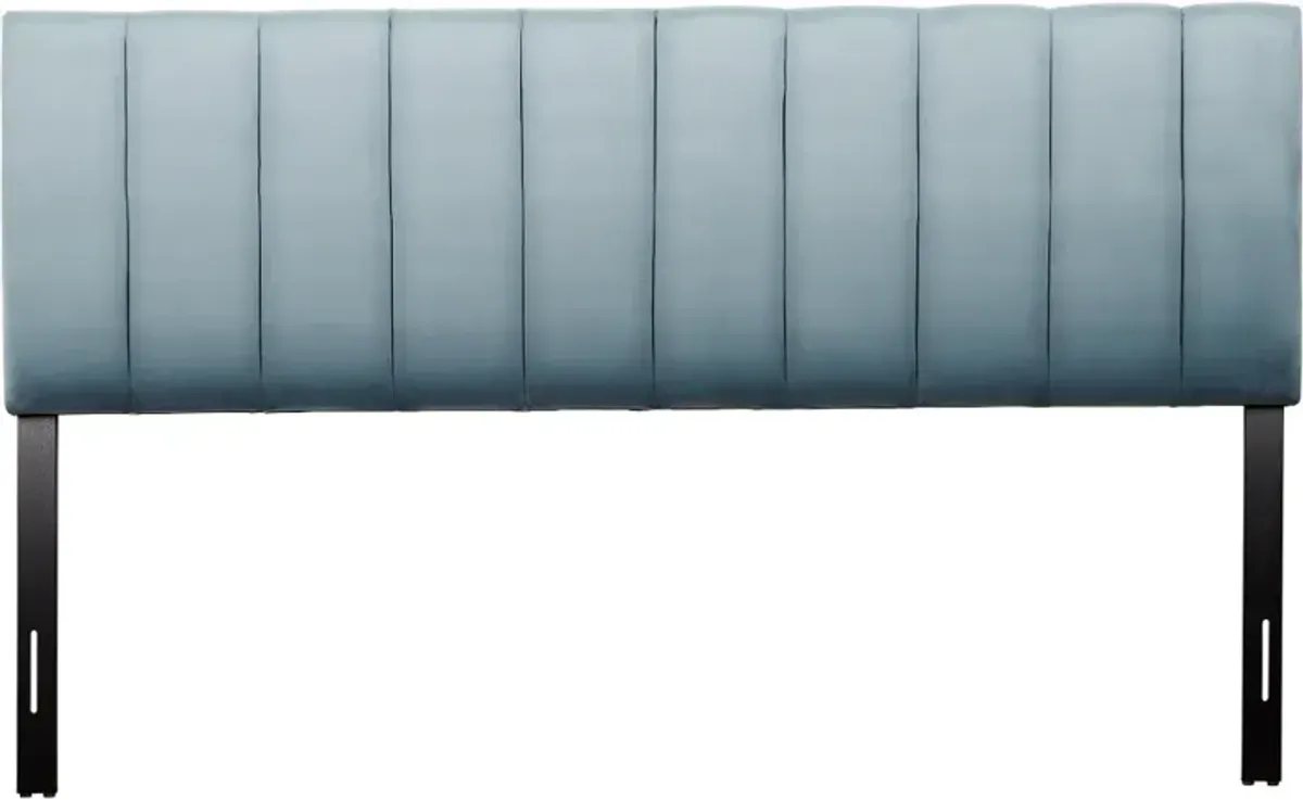 Helena Light Blue Velvet King Headboard