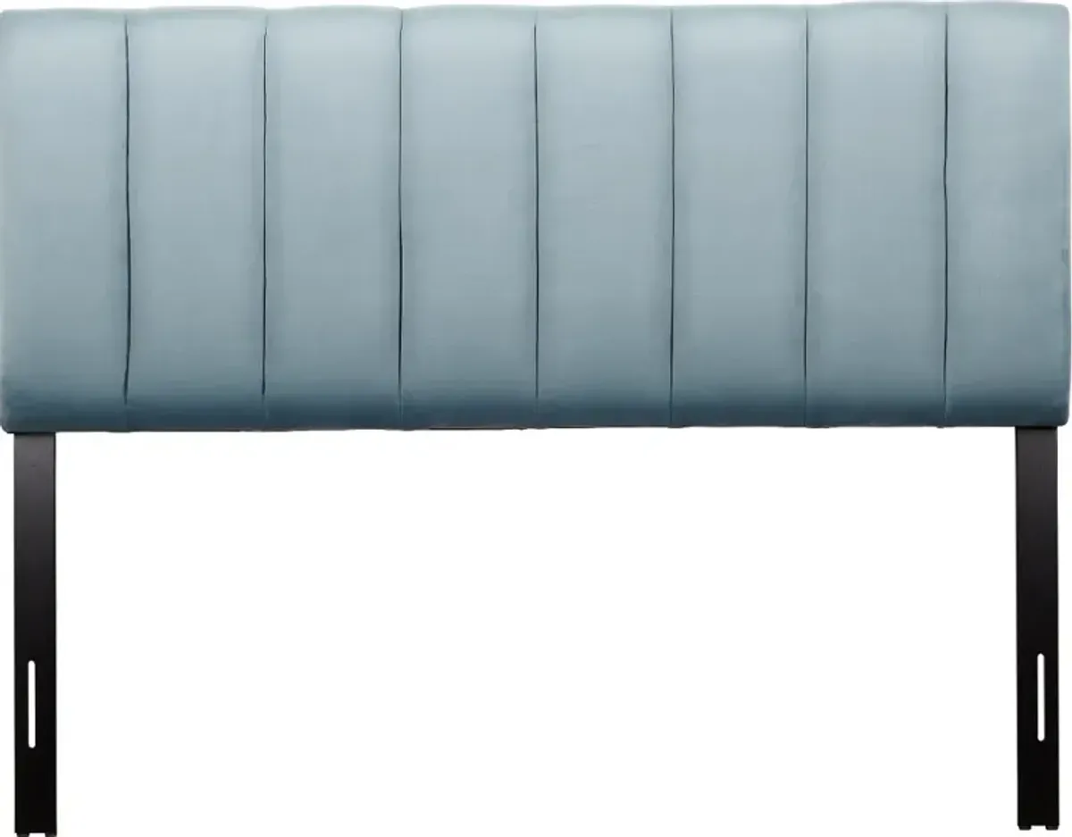 Helena Light Blue Queen Velvet Headboard