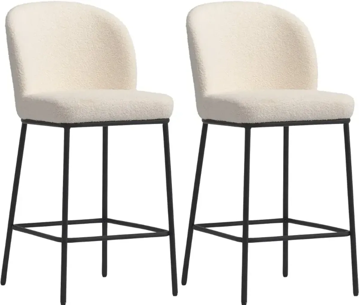 Addison White Boucle Bar Stools, Set of 2