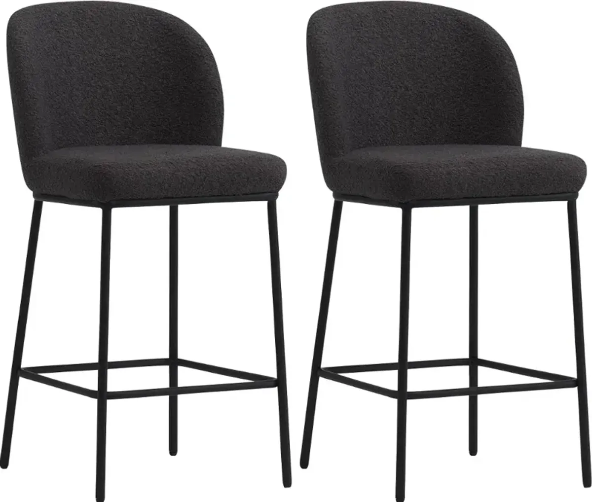 Addison Gray Boucle Bar Stools, Set of 2