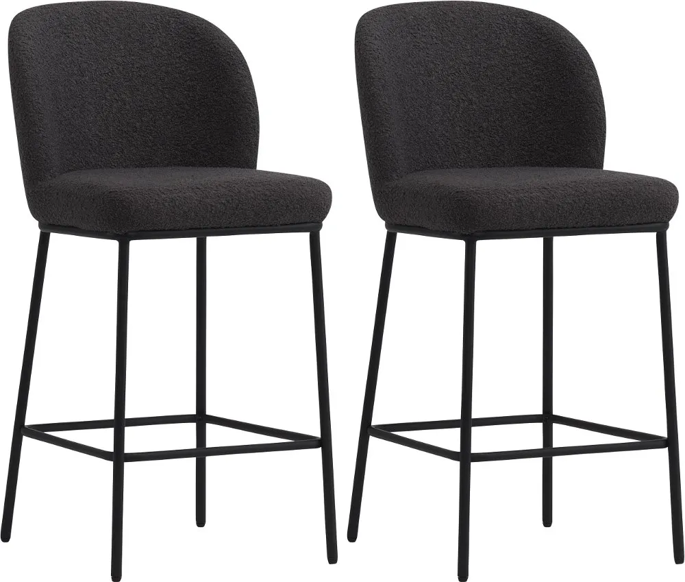 Addison Gray Boucle Bar Stools, Set of 2