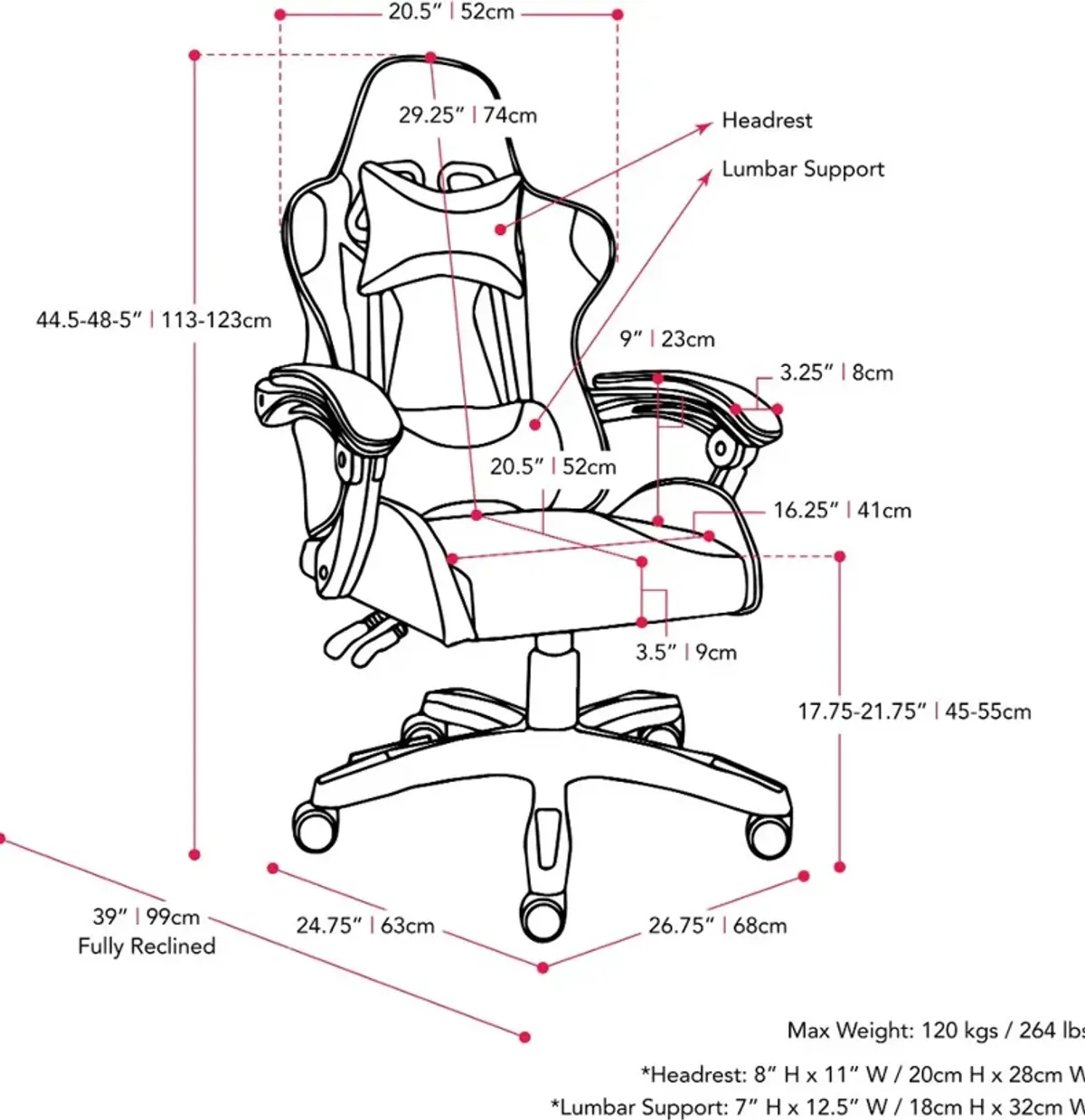 CorLiving Ravagers Gaming Chair in Purple and White