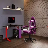 CorLiving Ravagers Gaming Chair in Purple and White