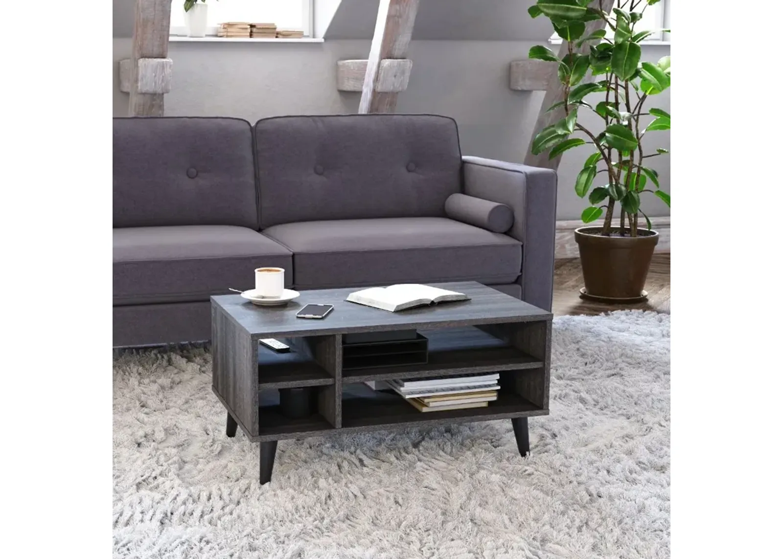 Cole Dark Gray Coffee Table with Storage