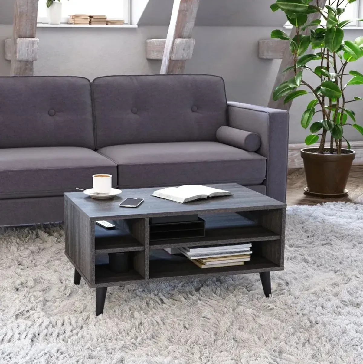 Cole Dark Gray Coffee Table with Storage