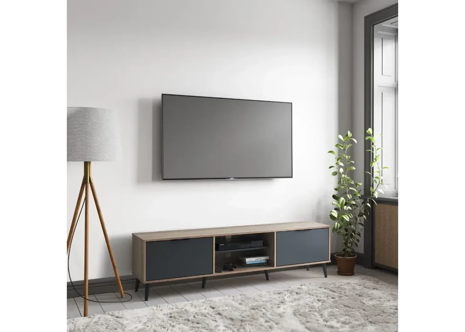 Cole Light Brown TV Stand with Storage