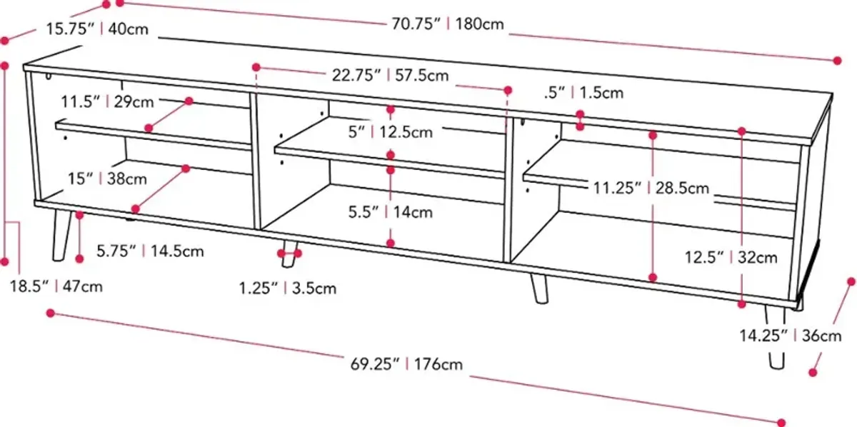 Cole Gray TV Stand with Open Shelves