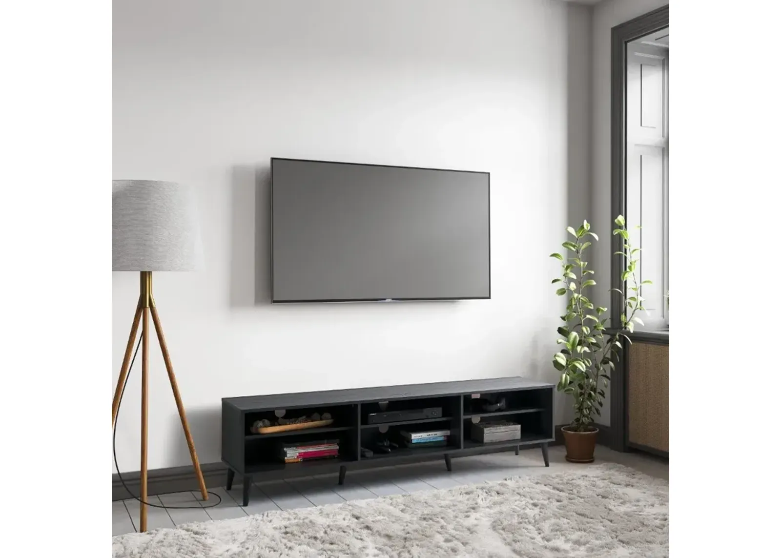 Cole Gray TV Stand with Open Shelves