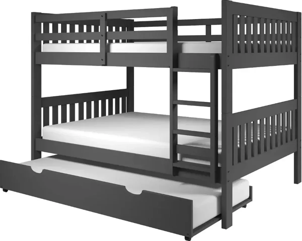 Mission Gray Full-over-Full Bunk Bed with Trundle