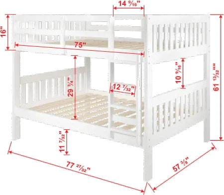 Mission White Full-over-Full Bunk Bed with Trundle