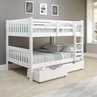 Mission White Full-over-Full Bunk Bed with Drawers