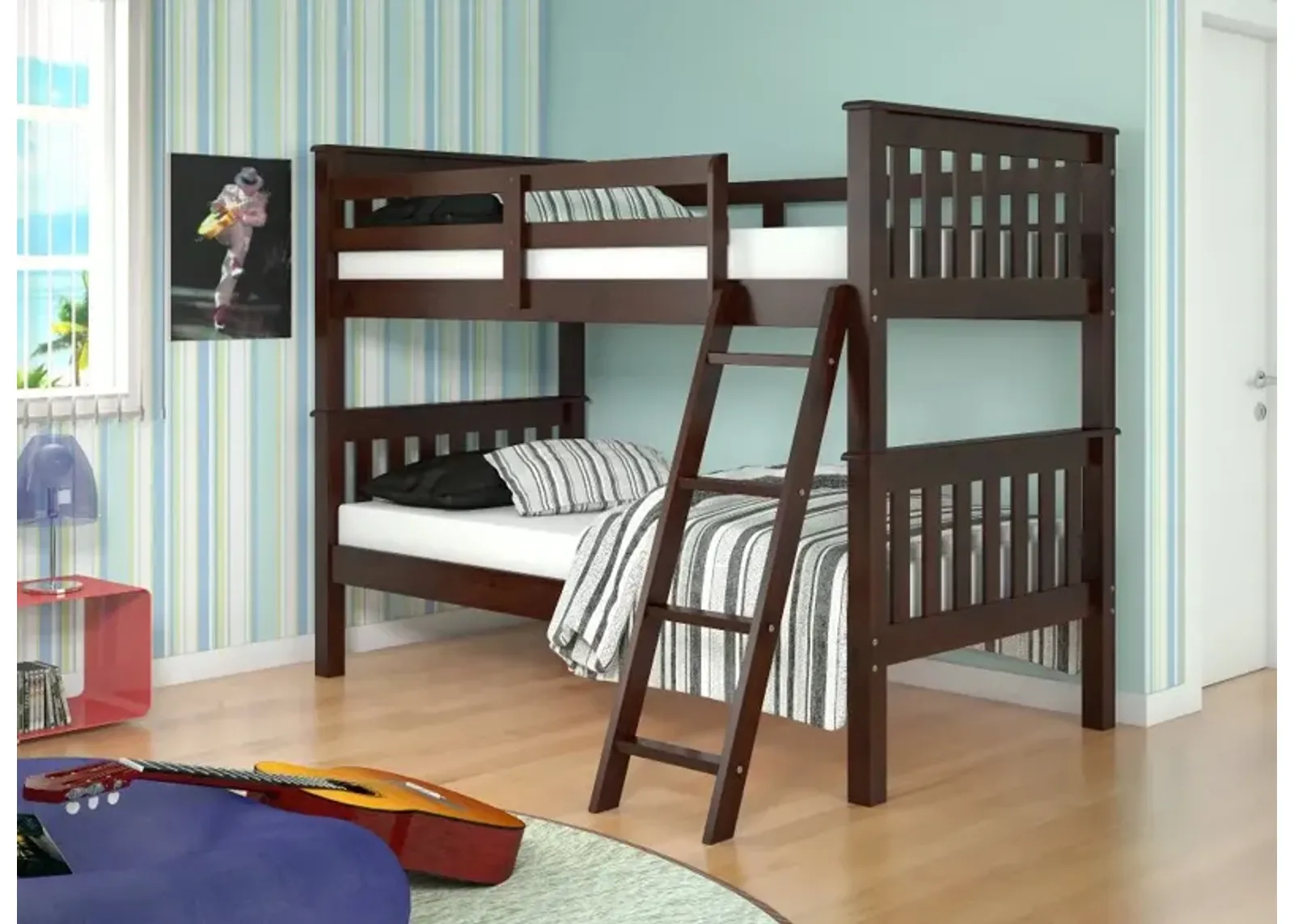 Mission Dark Brown Twin-over-Twin Bunk Bed