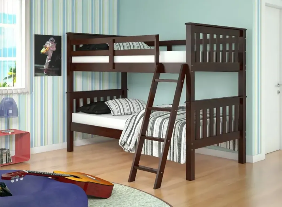 Mission Dark Brown Twin-over-Twin Bunk Bed