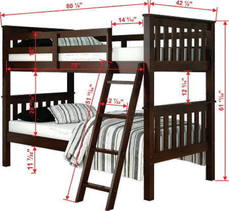 Mission Dark Brown Twin-over-Twin Bunk Bed with Drawers