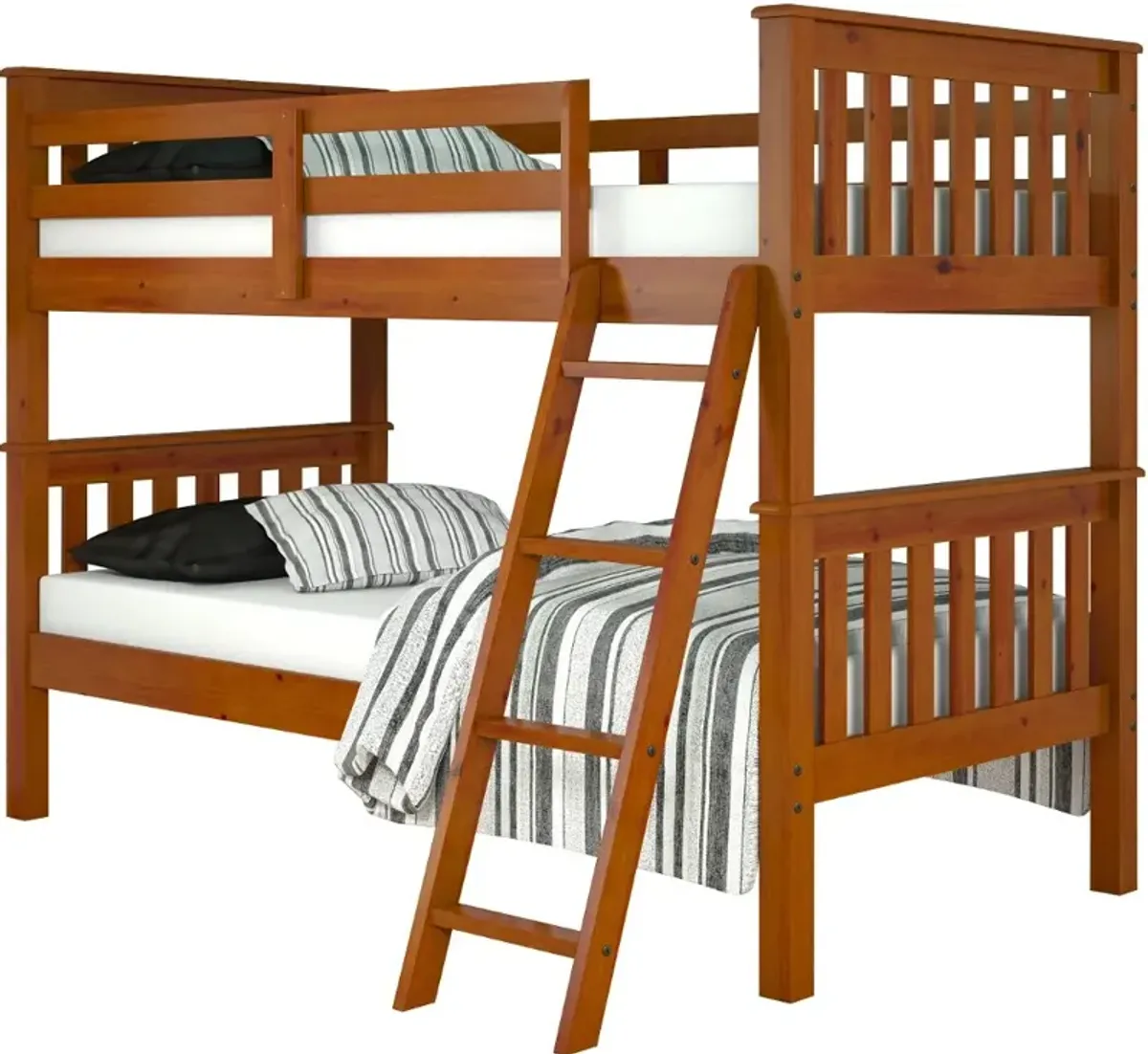 Mission Light Brown Twin-over-Twin Bunk Bed