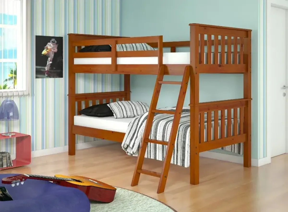 Mission Light Brown Twin-over-Twin Bunk Bed