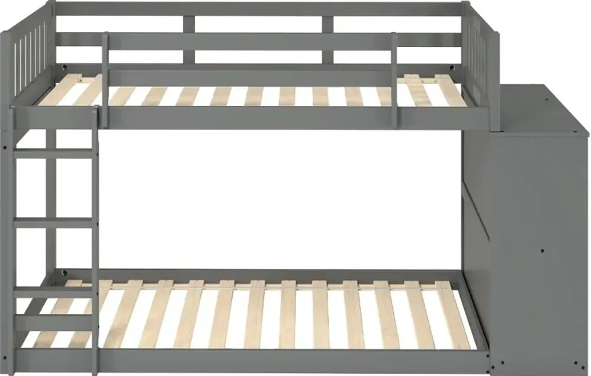 Mission Gray Twin-over-Twin Bunk Bed with Chest