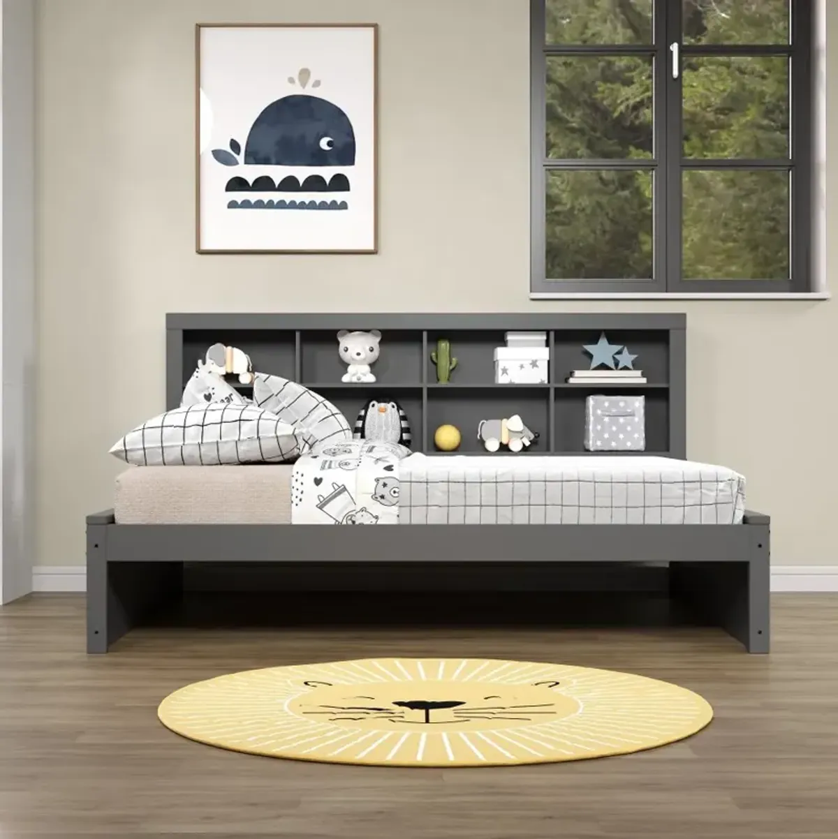 Gray Full Bookcase Daybed