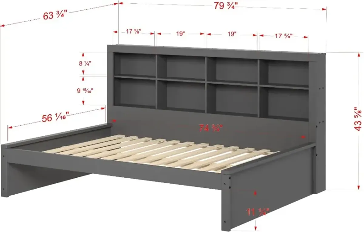 Gray Full Bookcase Daybed