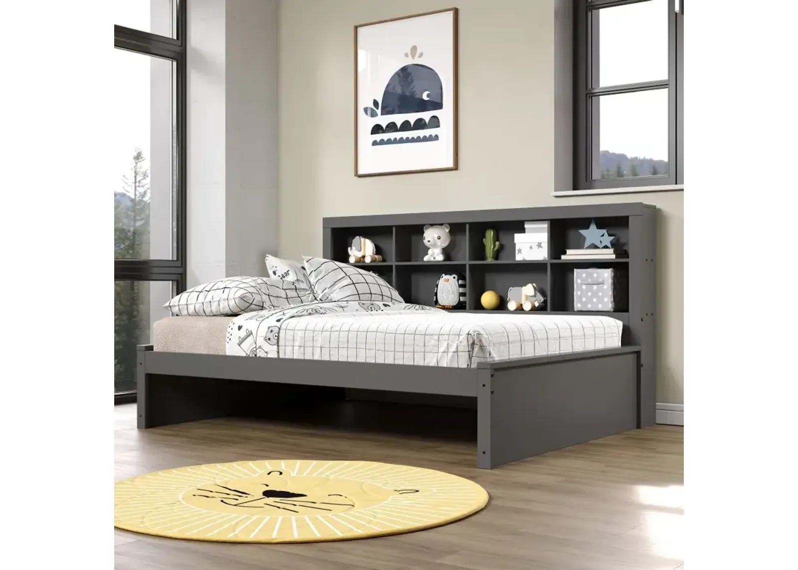 Gray Full Bookcase Daybed