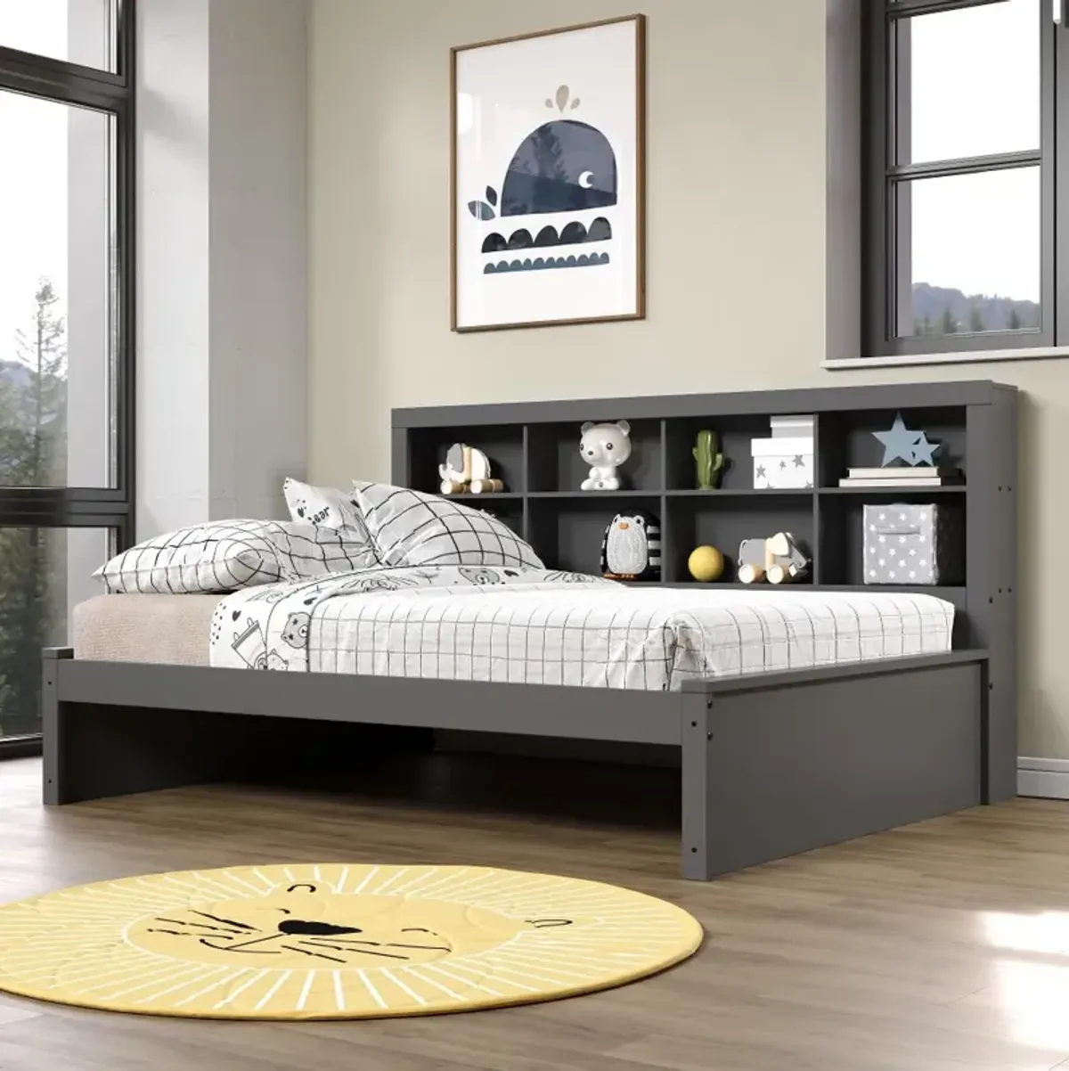 Gray Full Bookcase Daybed