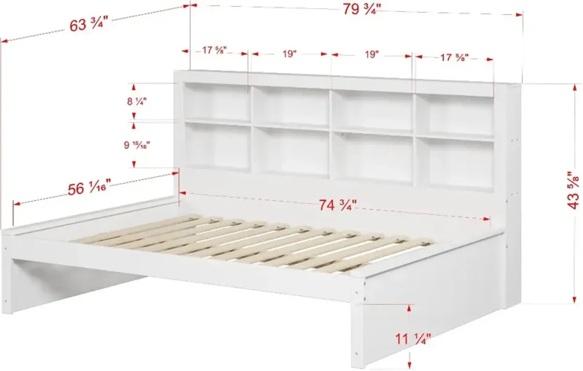 White Full Bookcase Daybed