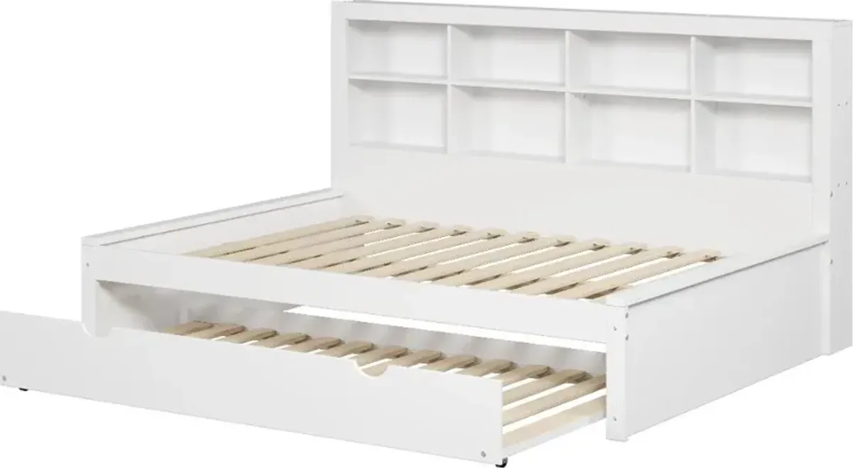 White Full Bookcase Daybed with Trundle