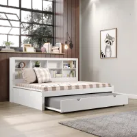 White Full Bookcase Daybed with Trundle