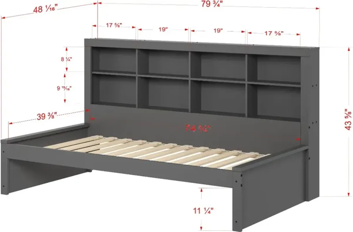 Gray Twin Bookcase Daybed