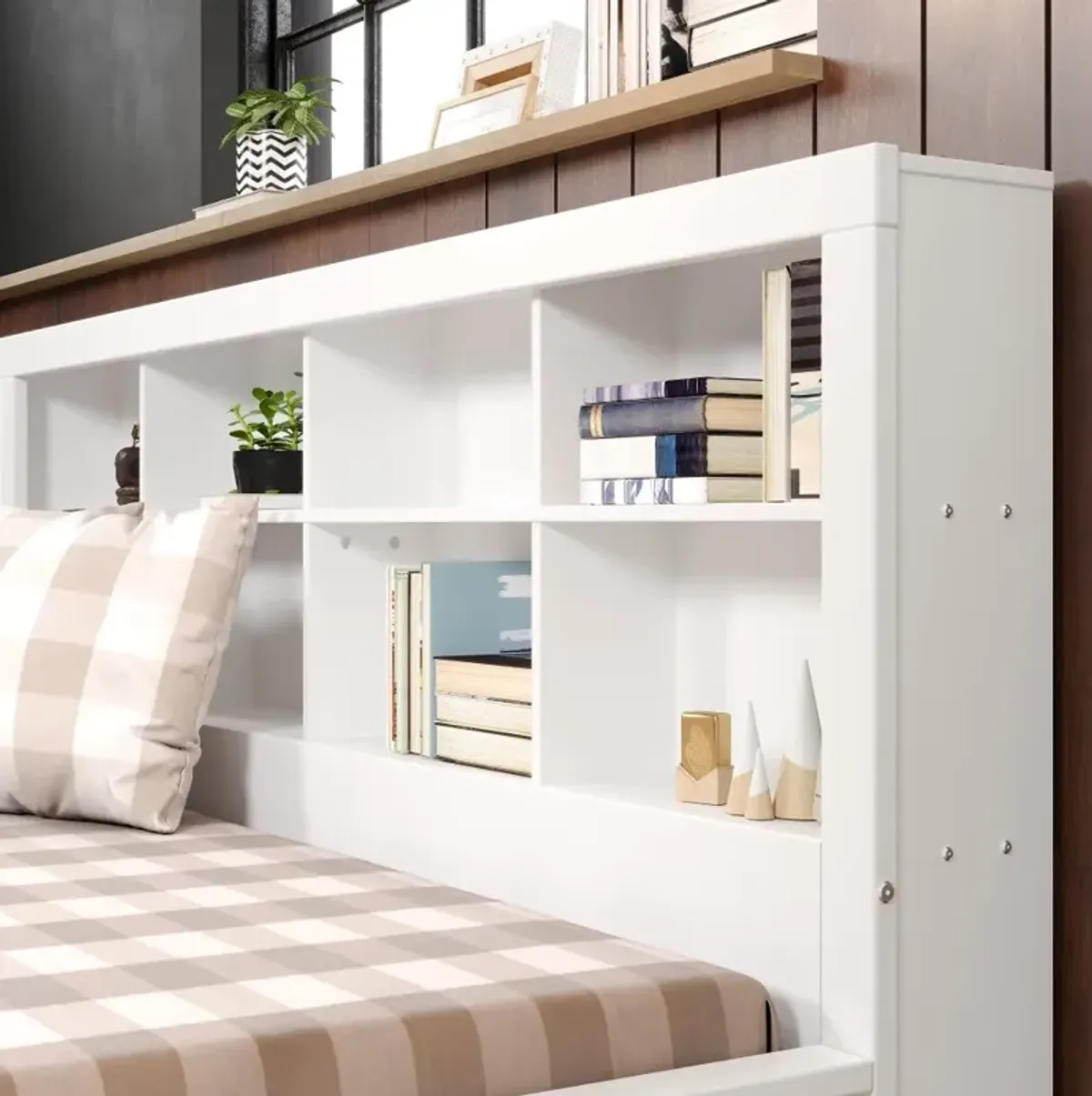 White Twin Bookcase Daybed with Storage Drawers