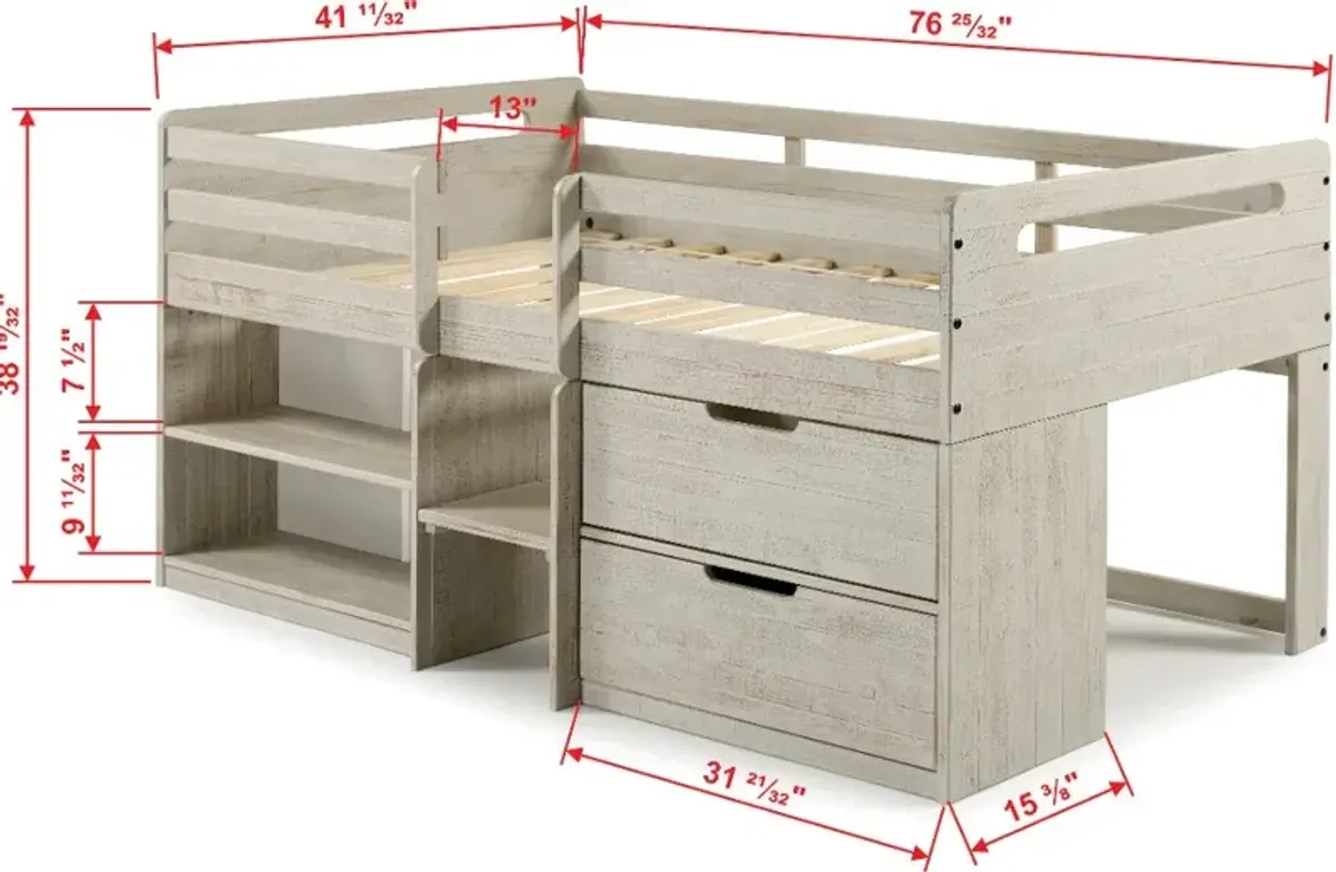 Light Gray Twin Low Loft Bed