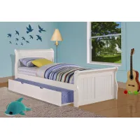 Mission White Twin Sleigh Bed with Twin Trundle