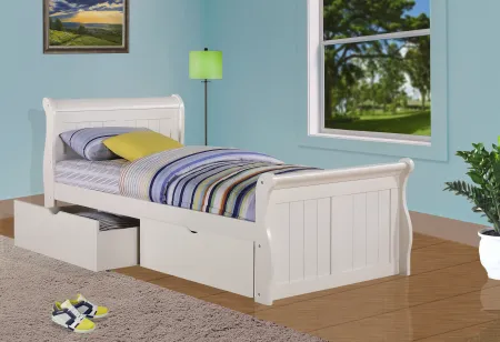 Mission White Twin Sleigh Bed with Drawers