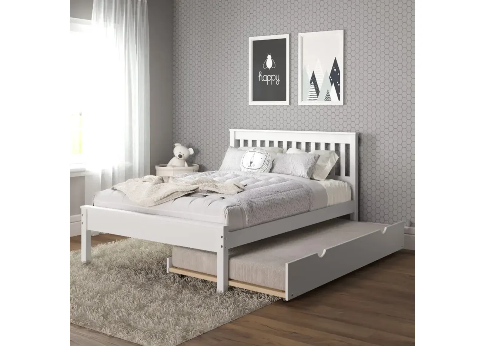 Contempo White Full Bed with Trundle