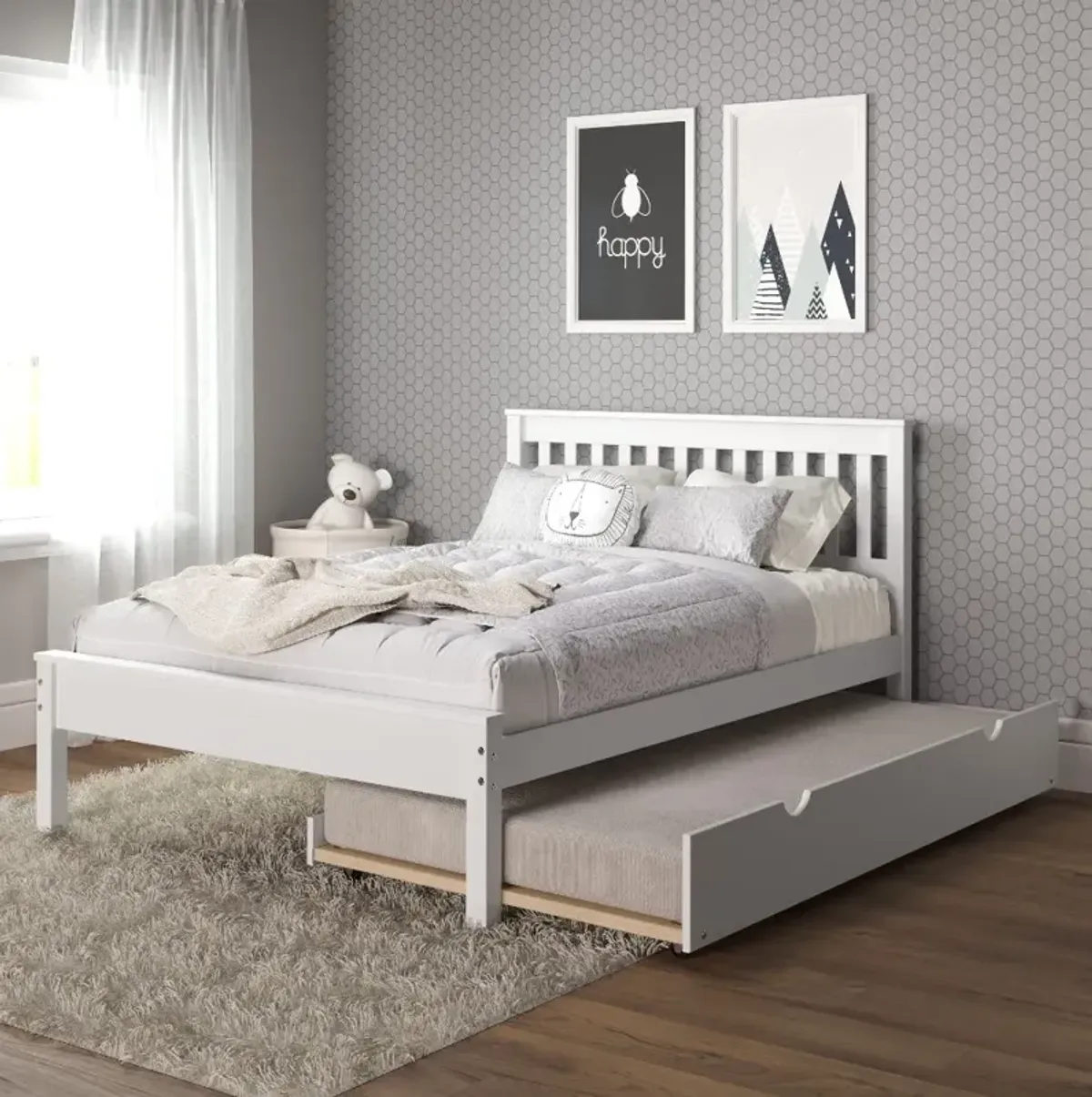 Contempo White Full Bed with Trundle