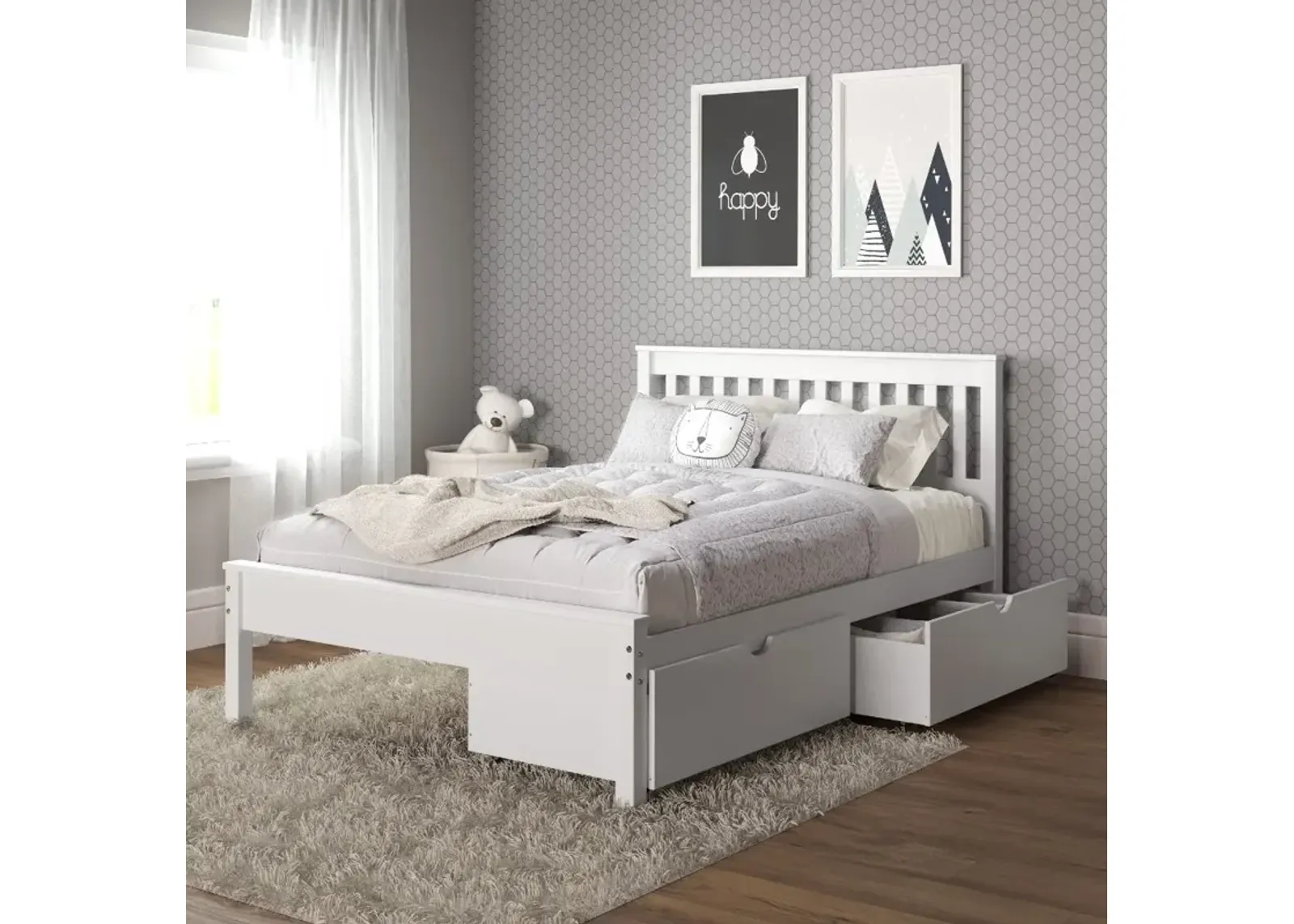 Contempo White Full Bed with Storage