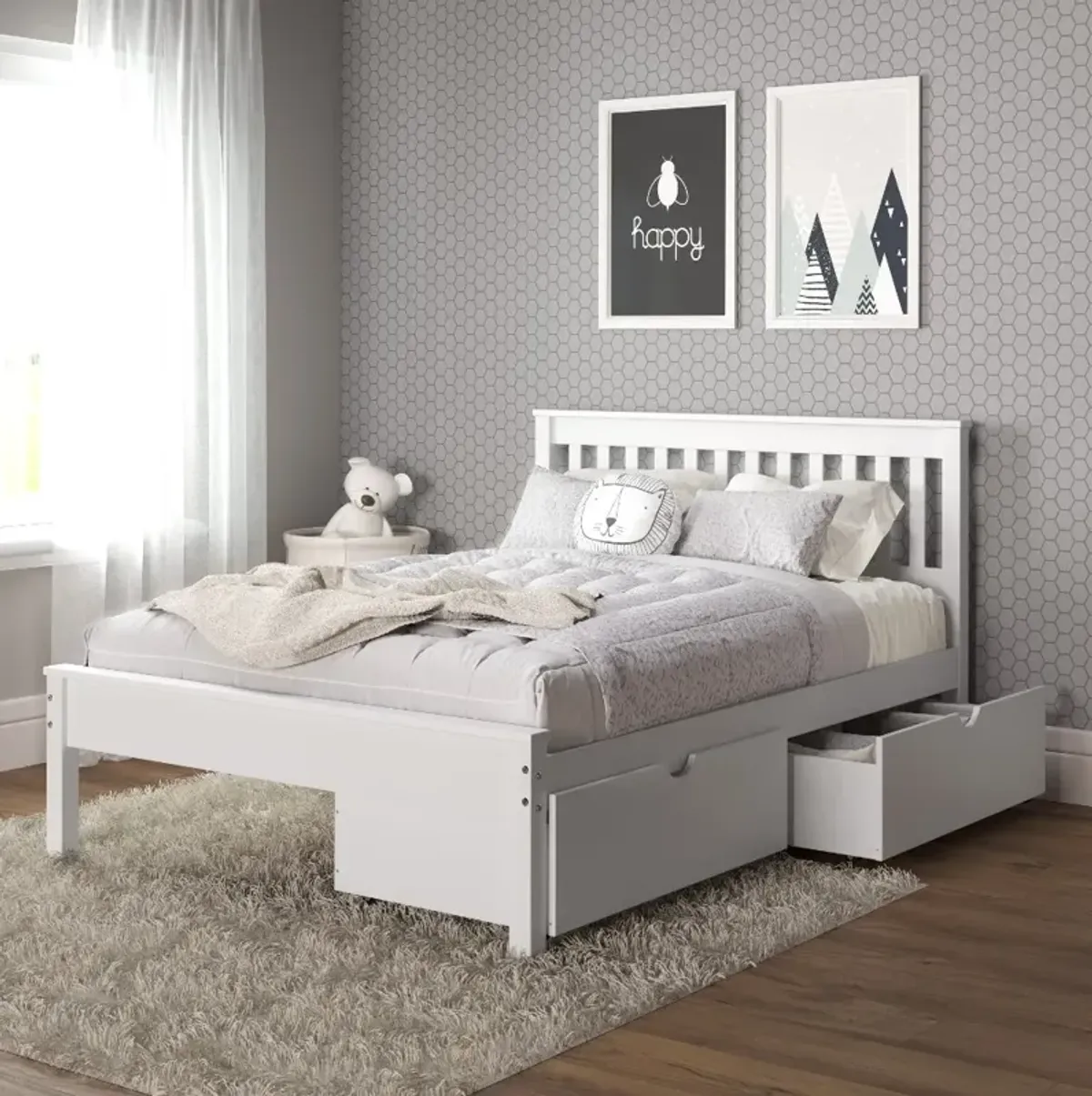 Contempo White Full Bed with Storage