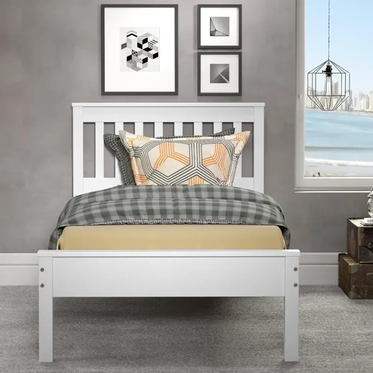 Contempo White Twin Bed