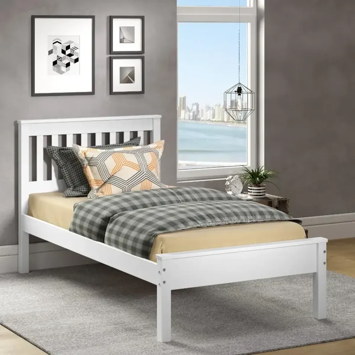 Contempo White Twin Bed