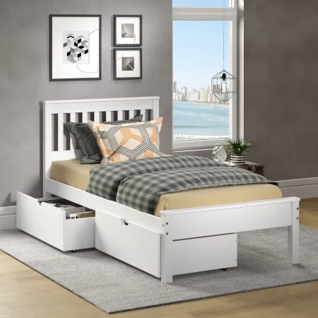 Contempo White Twin Bed with Storage