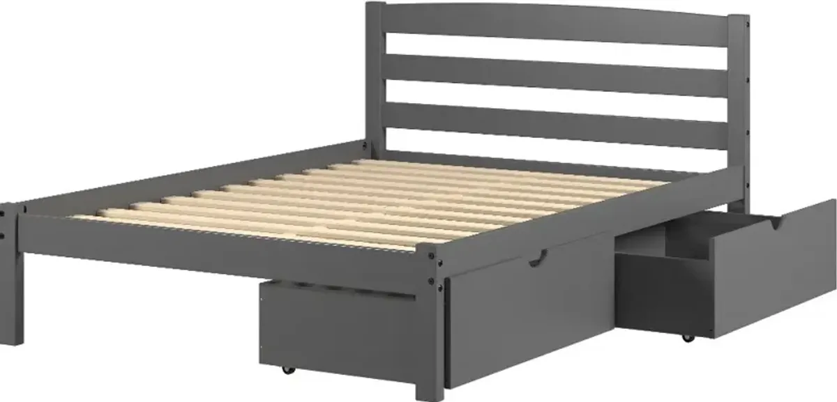 Econo Gray Full Bed with Storage Drawers