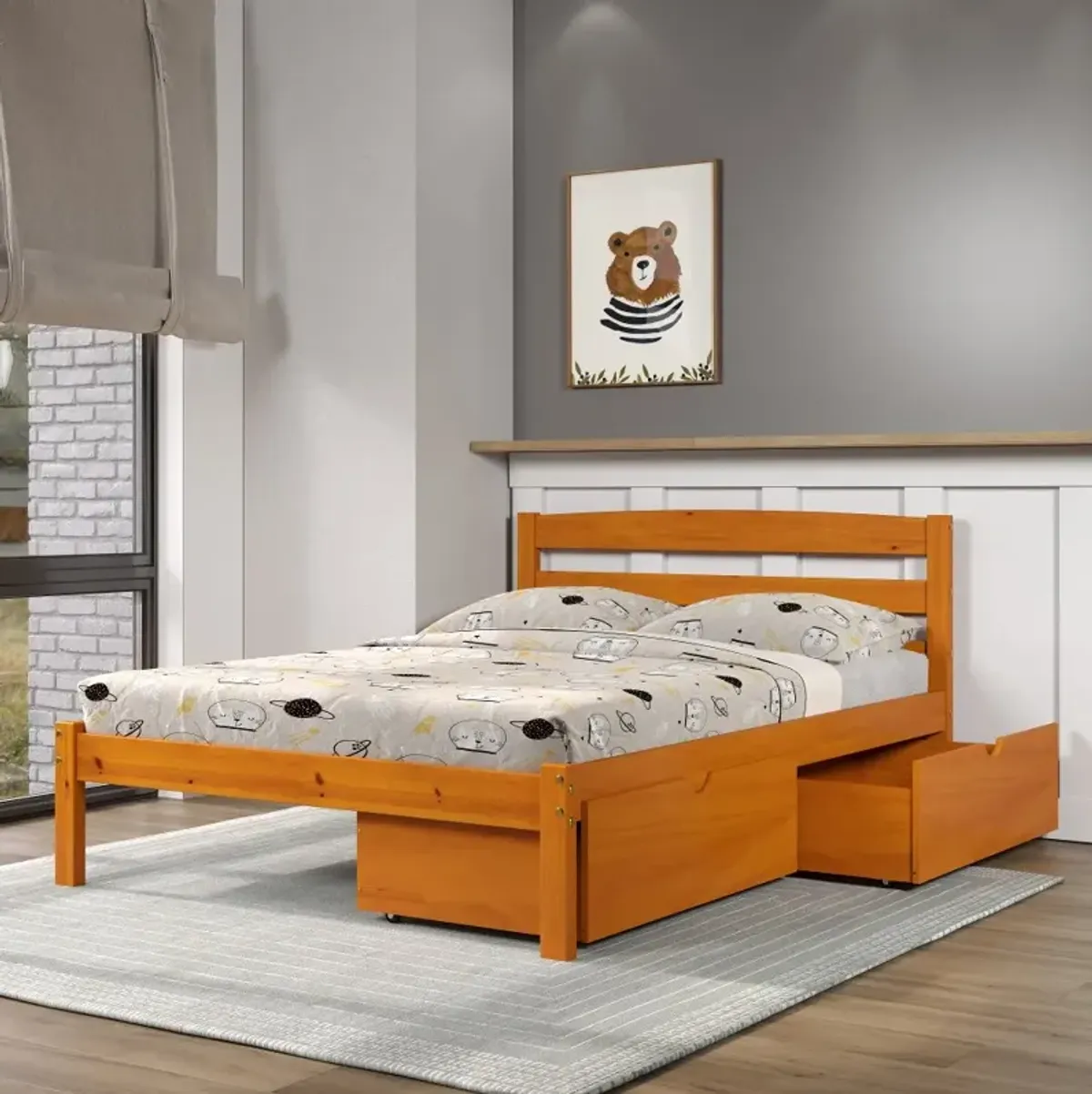 Econo Honey Full Bed with Storage Drawers