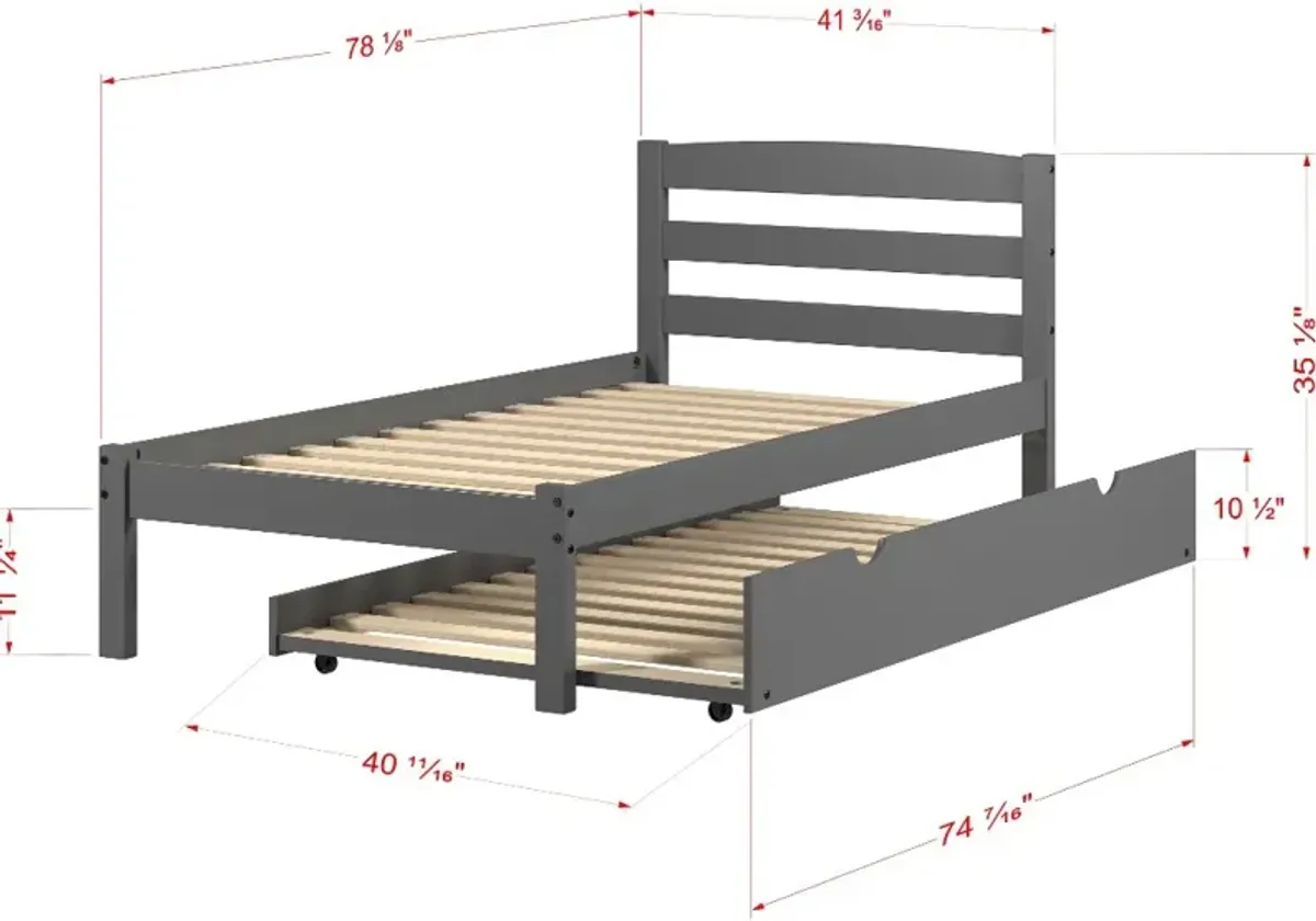 Econo Gray Twin Bed with Trundle