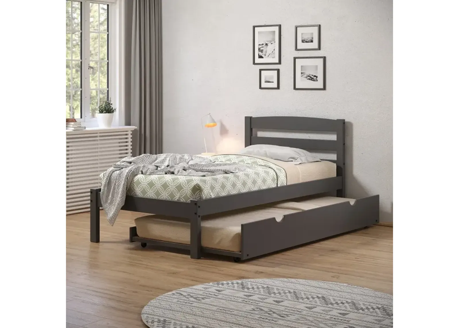 Econo Gray Twin Bed with Trundle