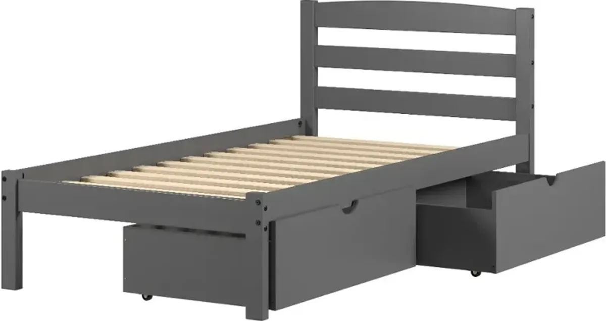 Econo Gray Twin Bed with Storage Drawers