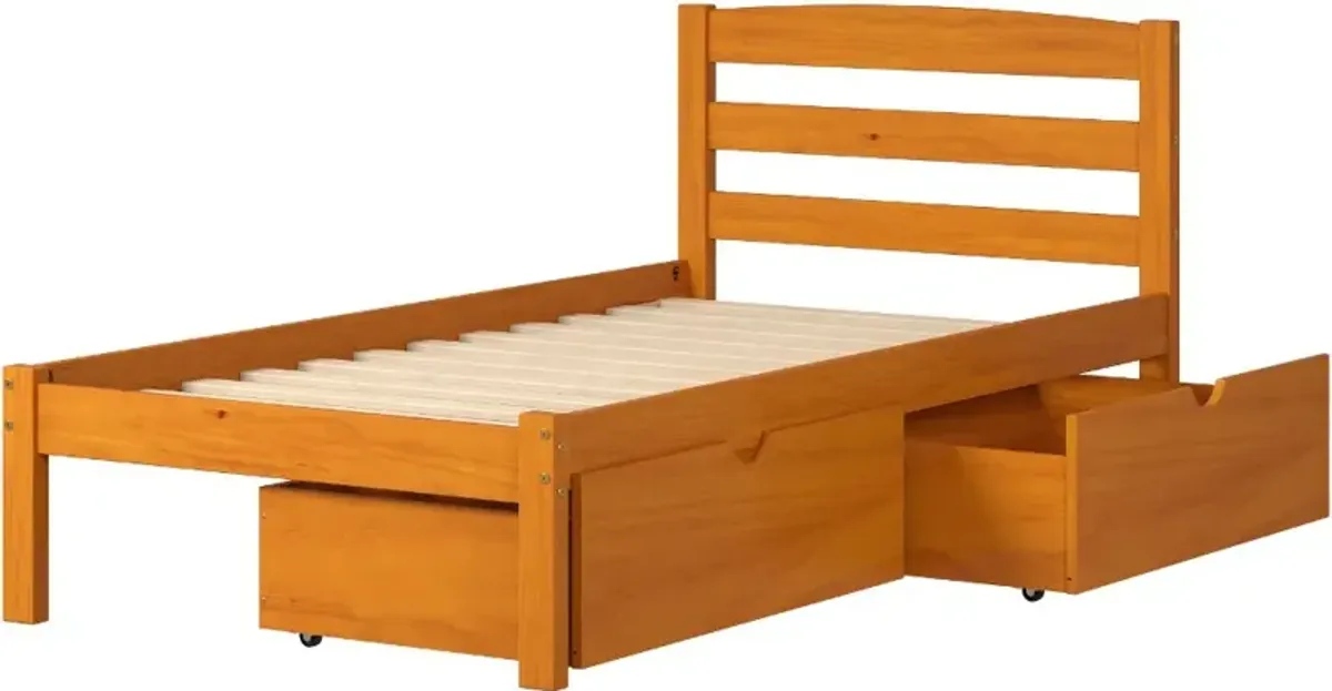 Econo Honey Twin Bed with Storage Drawers