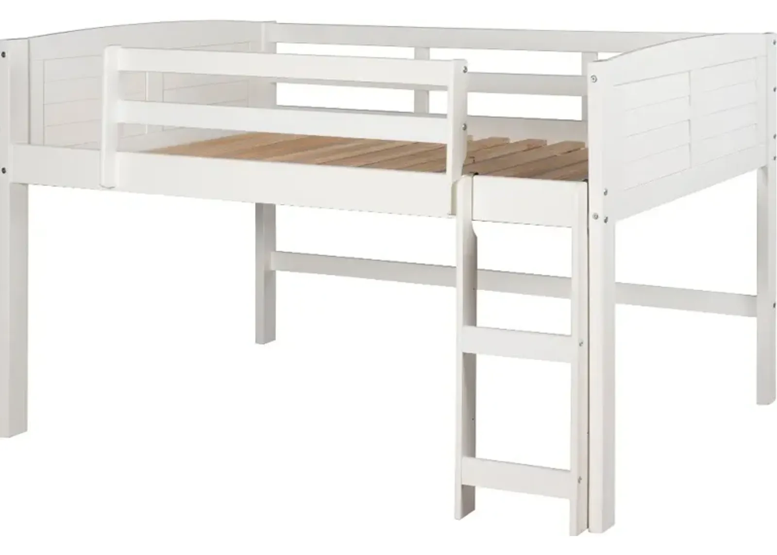 Louver White Twin Loft Bed