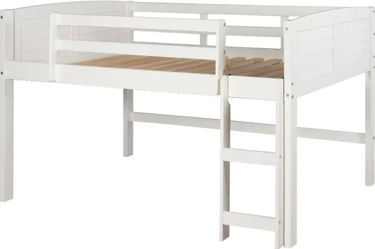 Louver White Twin Loft Bed