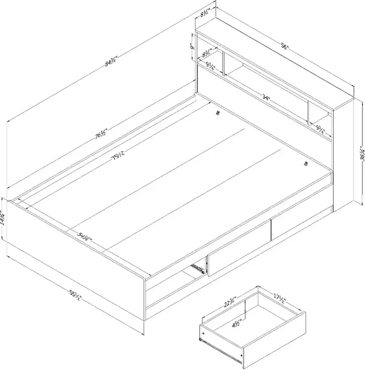 Fusion White Full Bed and Headboard Set - South Shore