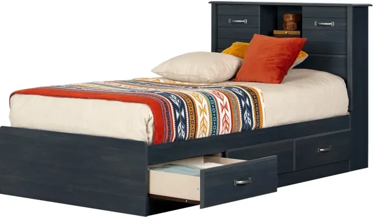 Ulysses Blueberry Twin Bed and Headboard Set